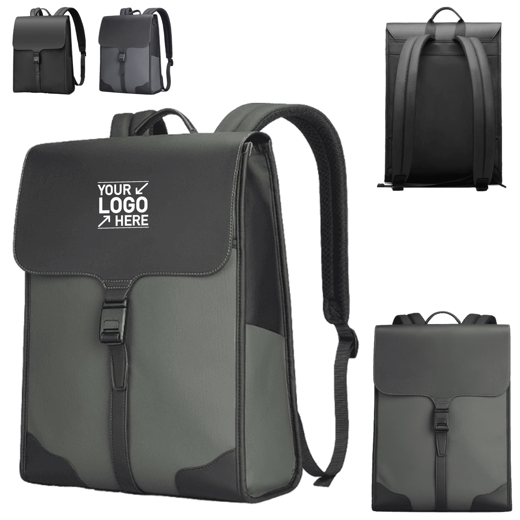 PU Magnetic Snap Laptop Backpack