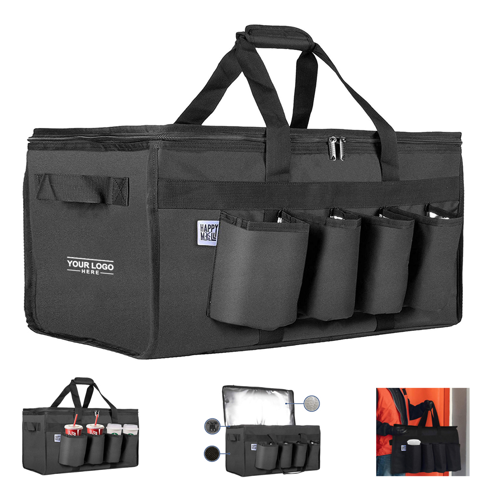 Food Fresh-Keeping Take-Away Cooler Bag W/ Drinking Holders
