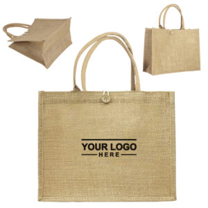 17.72 X 6.3 X 11.81 Inch Jute Burlap Tote Bag
