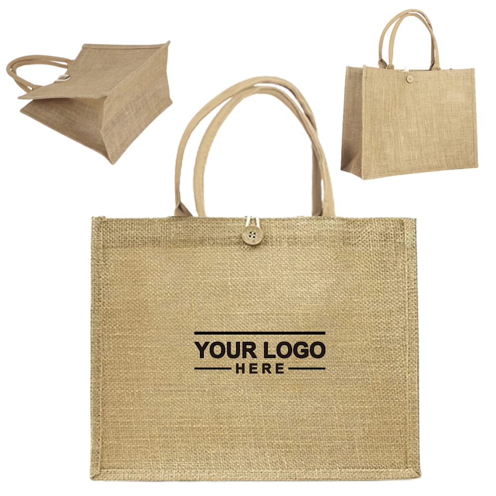 17.72 X 6.3 X 11.81 Inch Jute Burlap Tote Bag