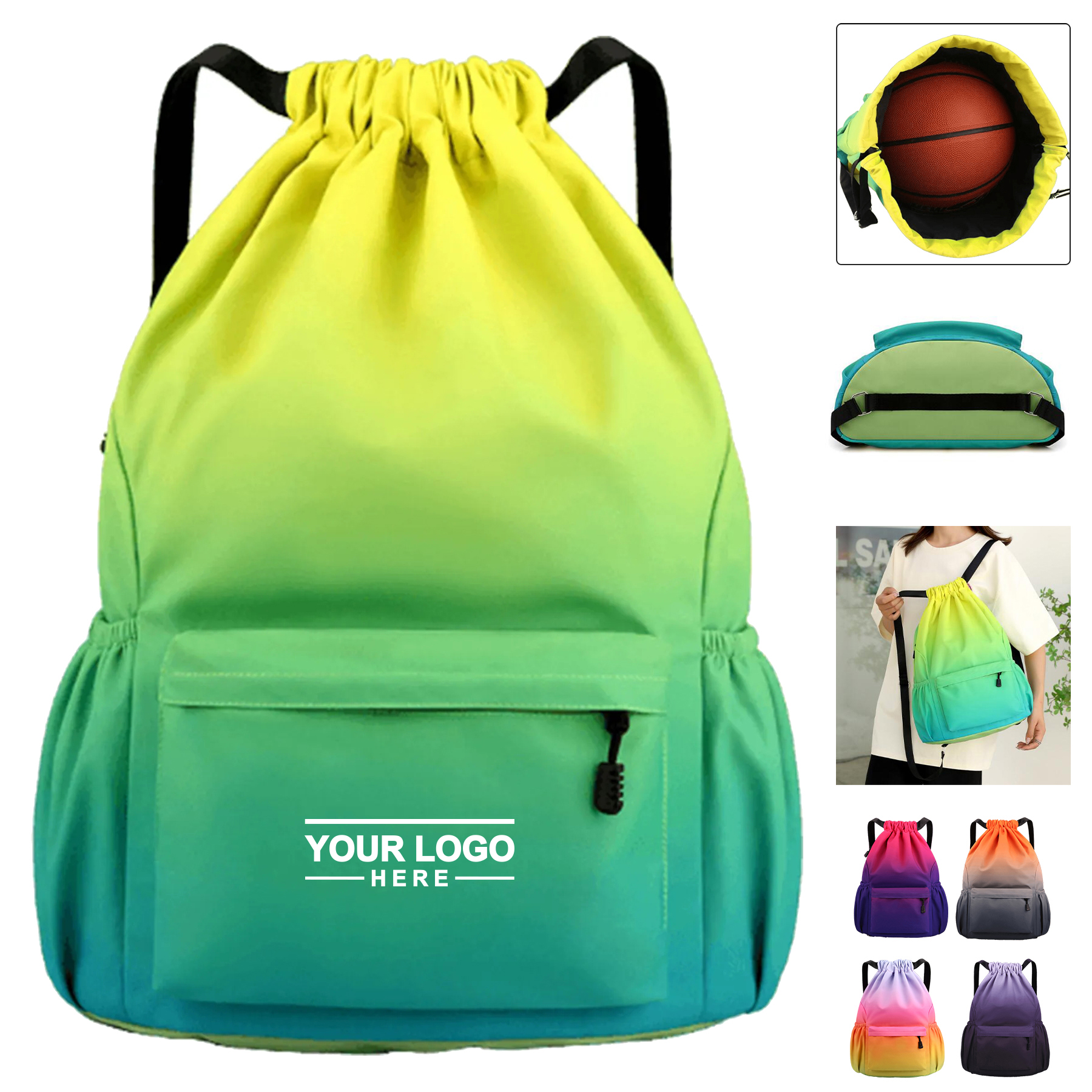 Drawstring Gradient Shoulder Bag