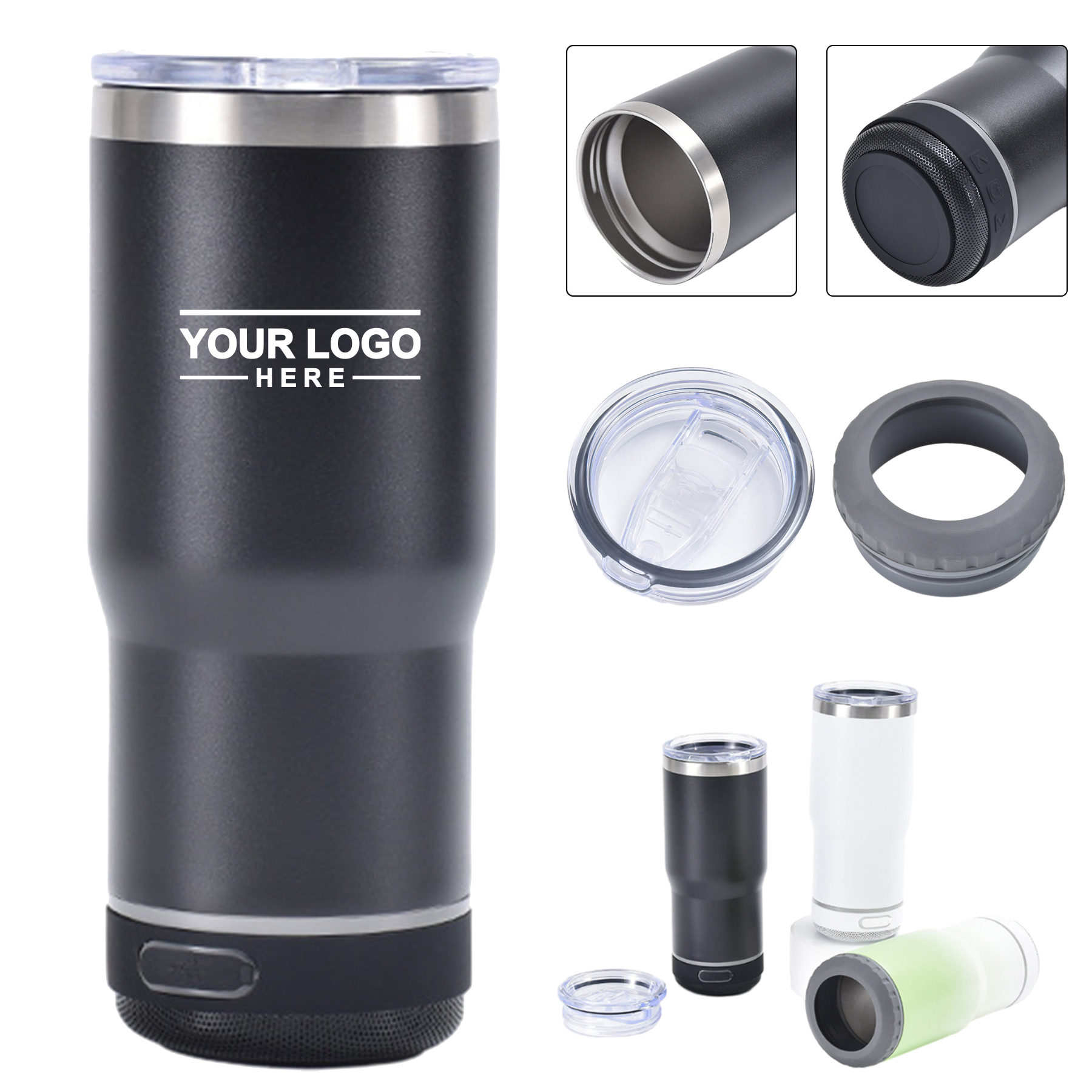 16Oz Stainless Steel Tumbler With Speaker