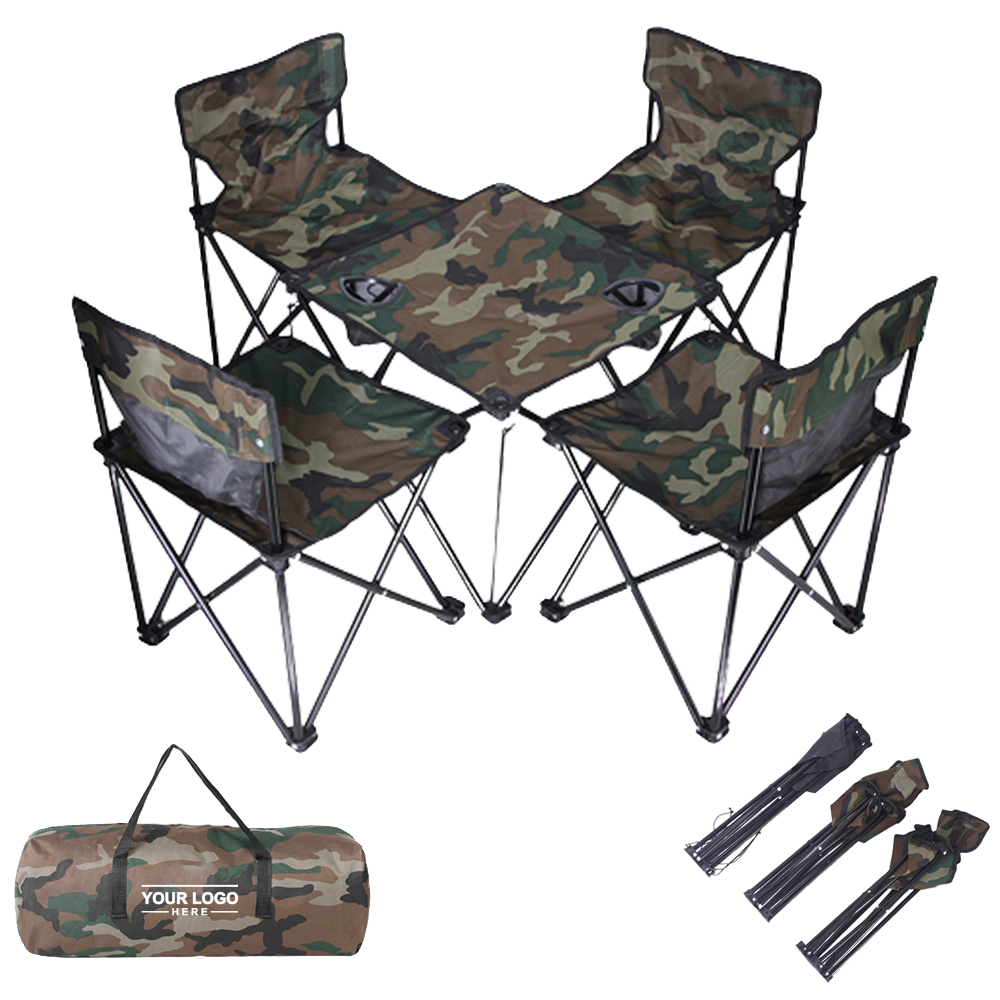 Portable Folding Camping Table and Chair Set – Camouflage Design