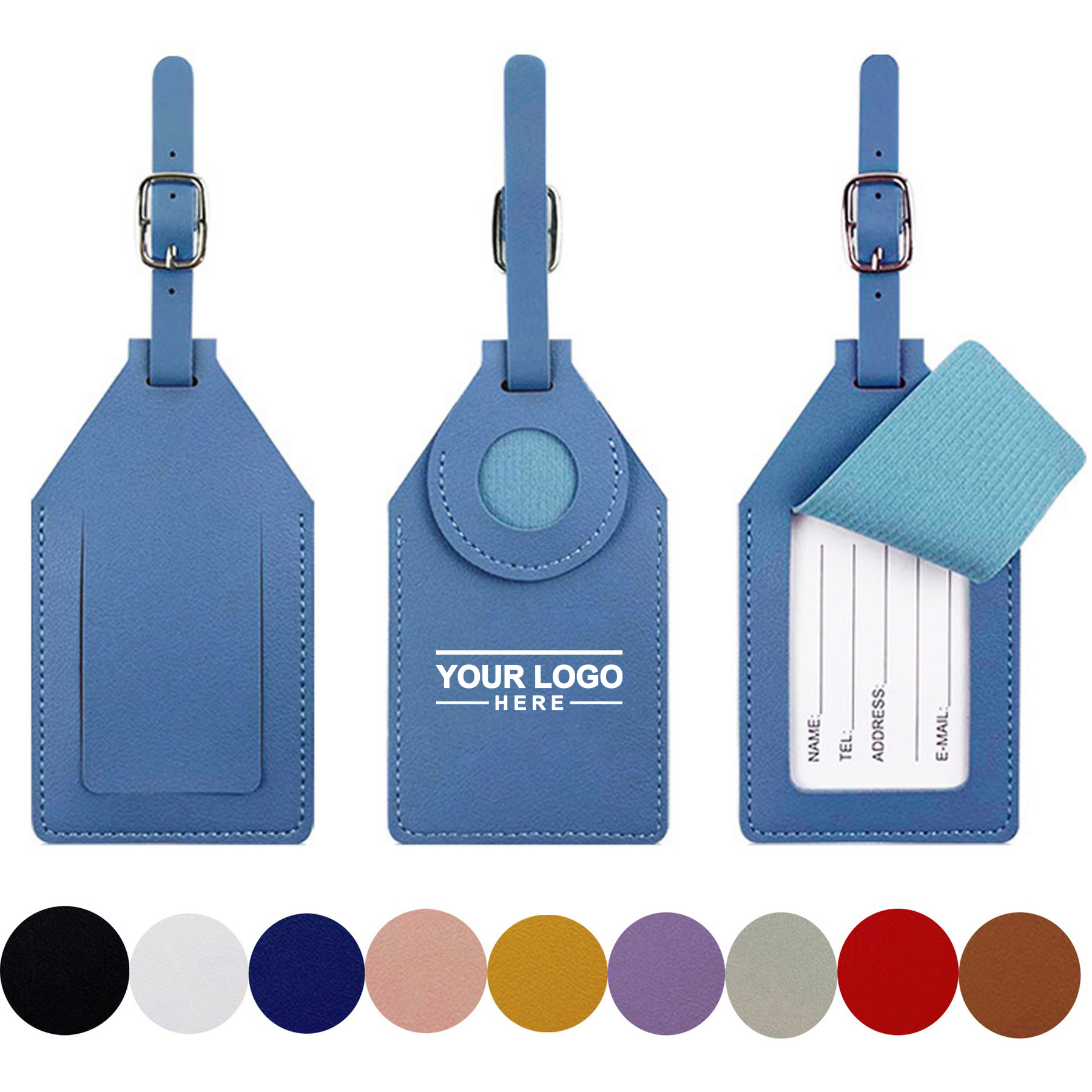 PU Leather Luggage Tag with Privacy Cover