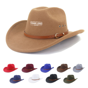 Wide Brim Wool Cowboy Hat with Belt Trim