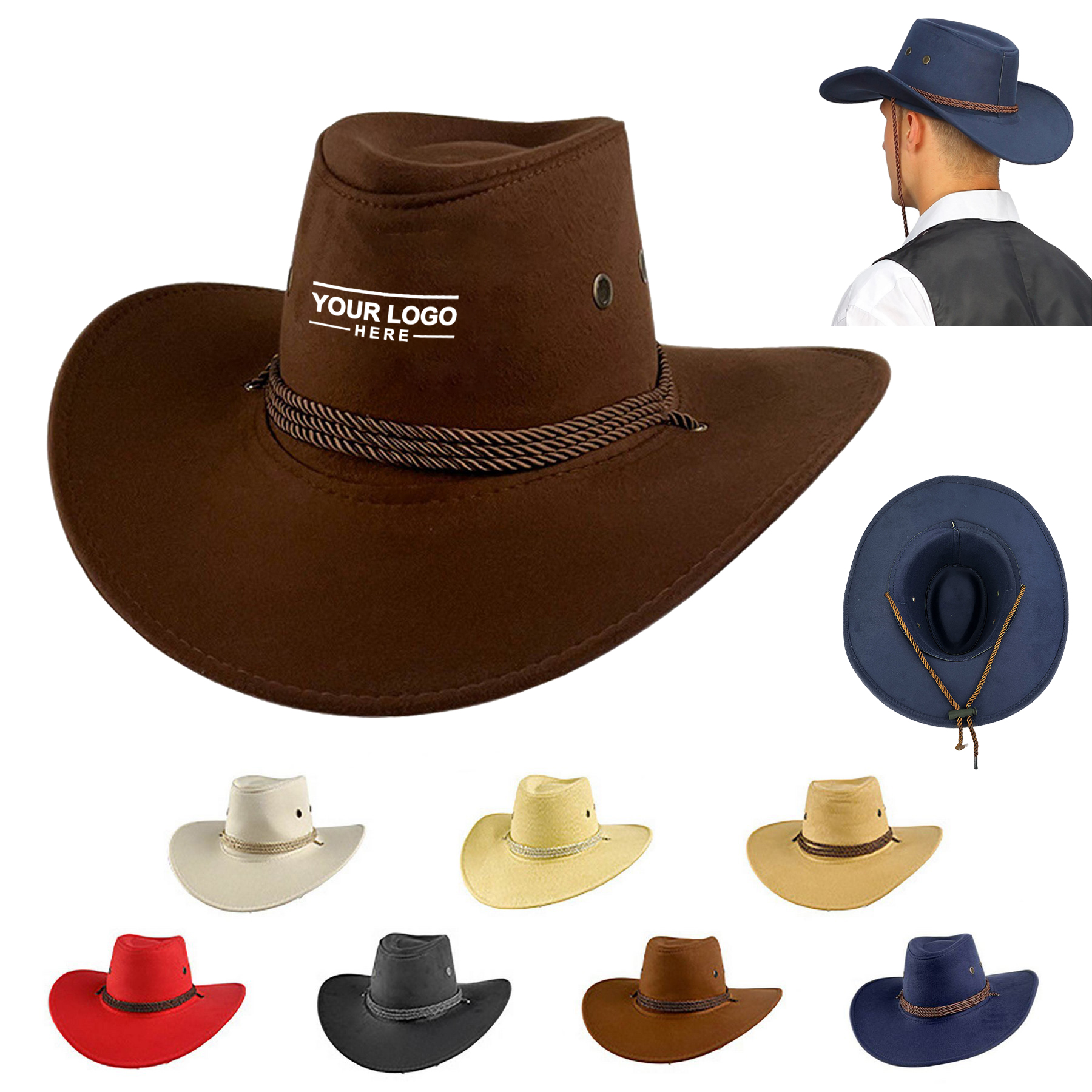 Faux Leather Western Cowboy Hat