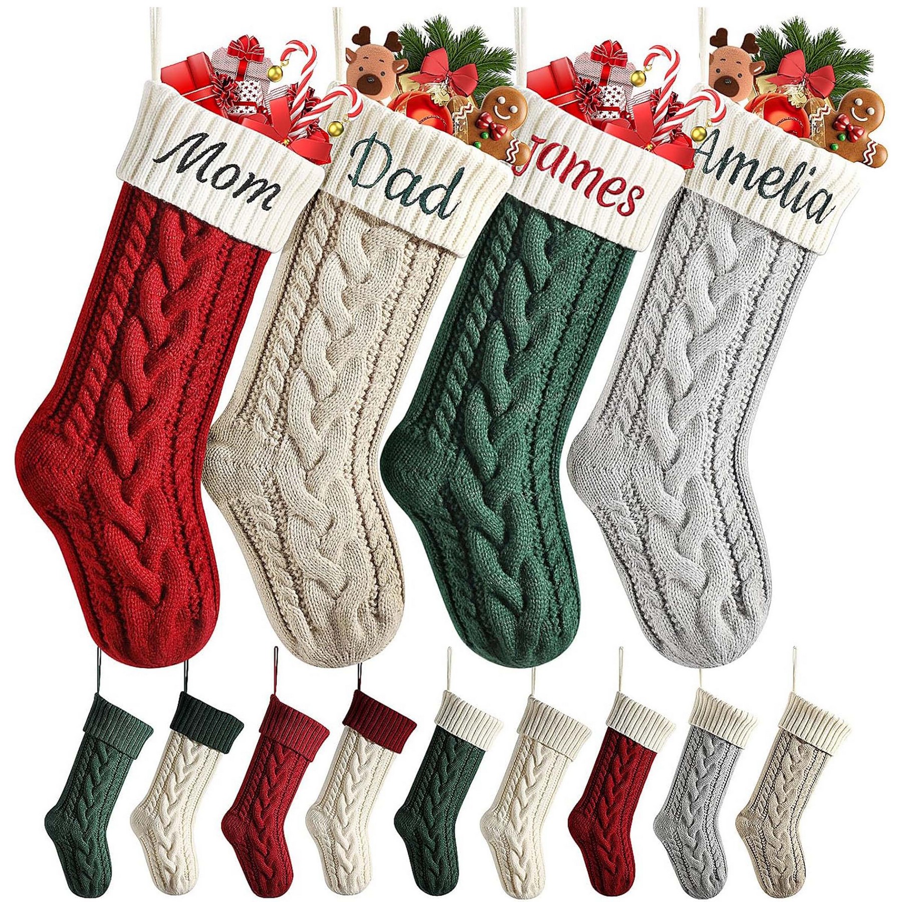 Knit Christmas Stocking With Personalized Cuff