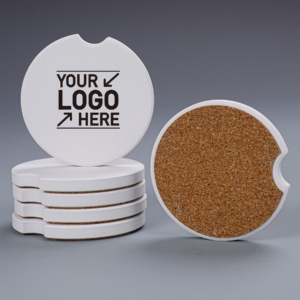 Absorbent Stone Car Coaster with Cork Backing