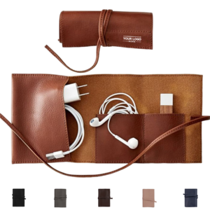 Portable Leather Tech Cable Organizer