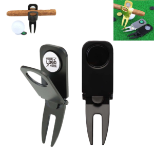 Golf Divot Tool with Ball Marker & Cigar Holder