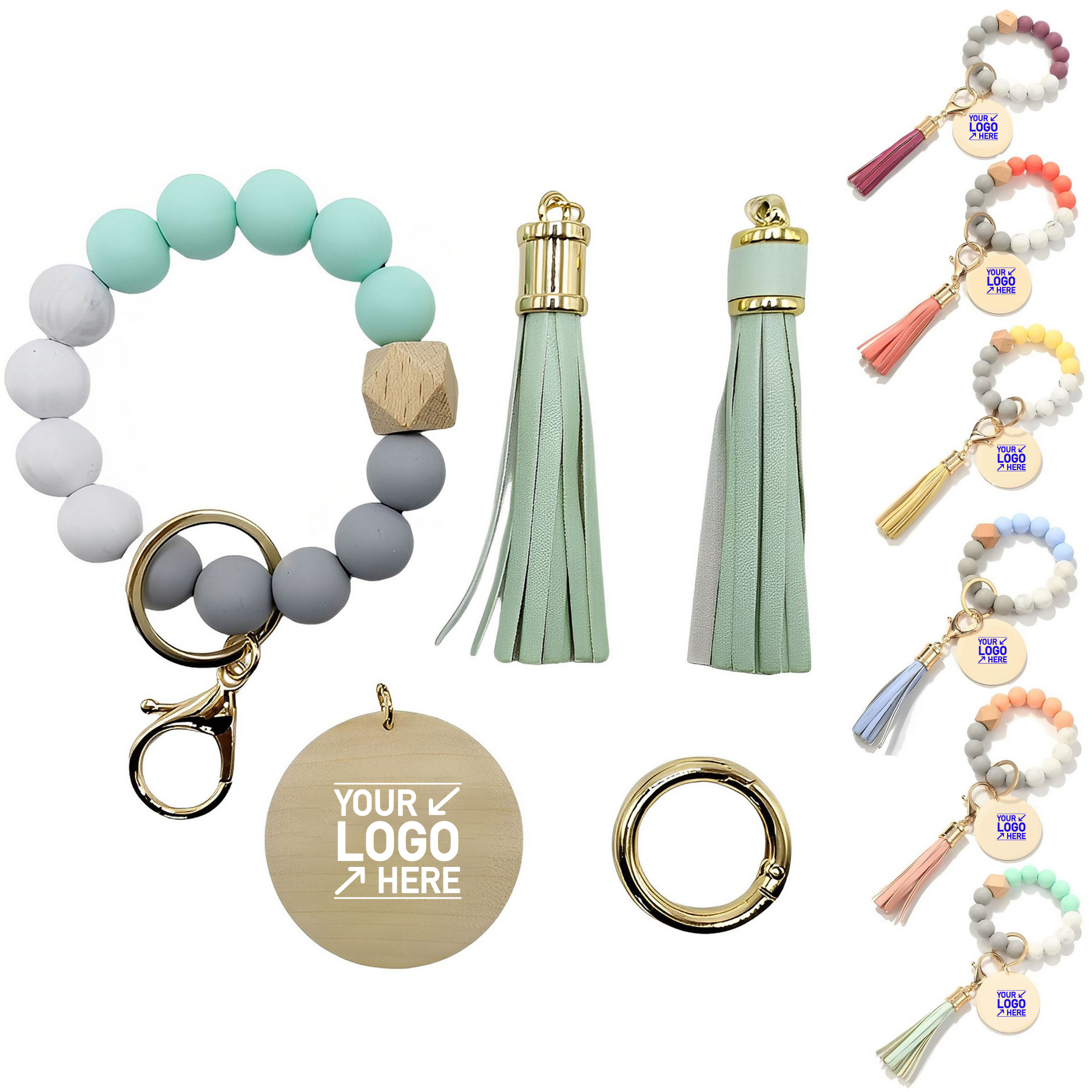 Beaded Wristlet Keychain with Tassel Charm