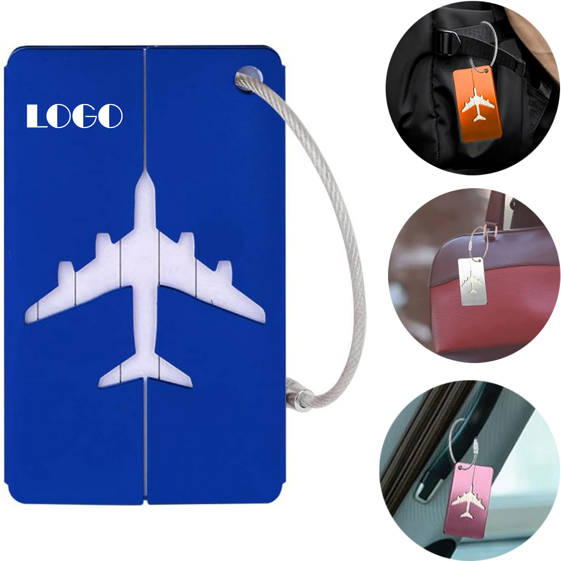 Aluminum Luggage ID Tag with Cable Loop